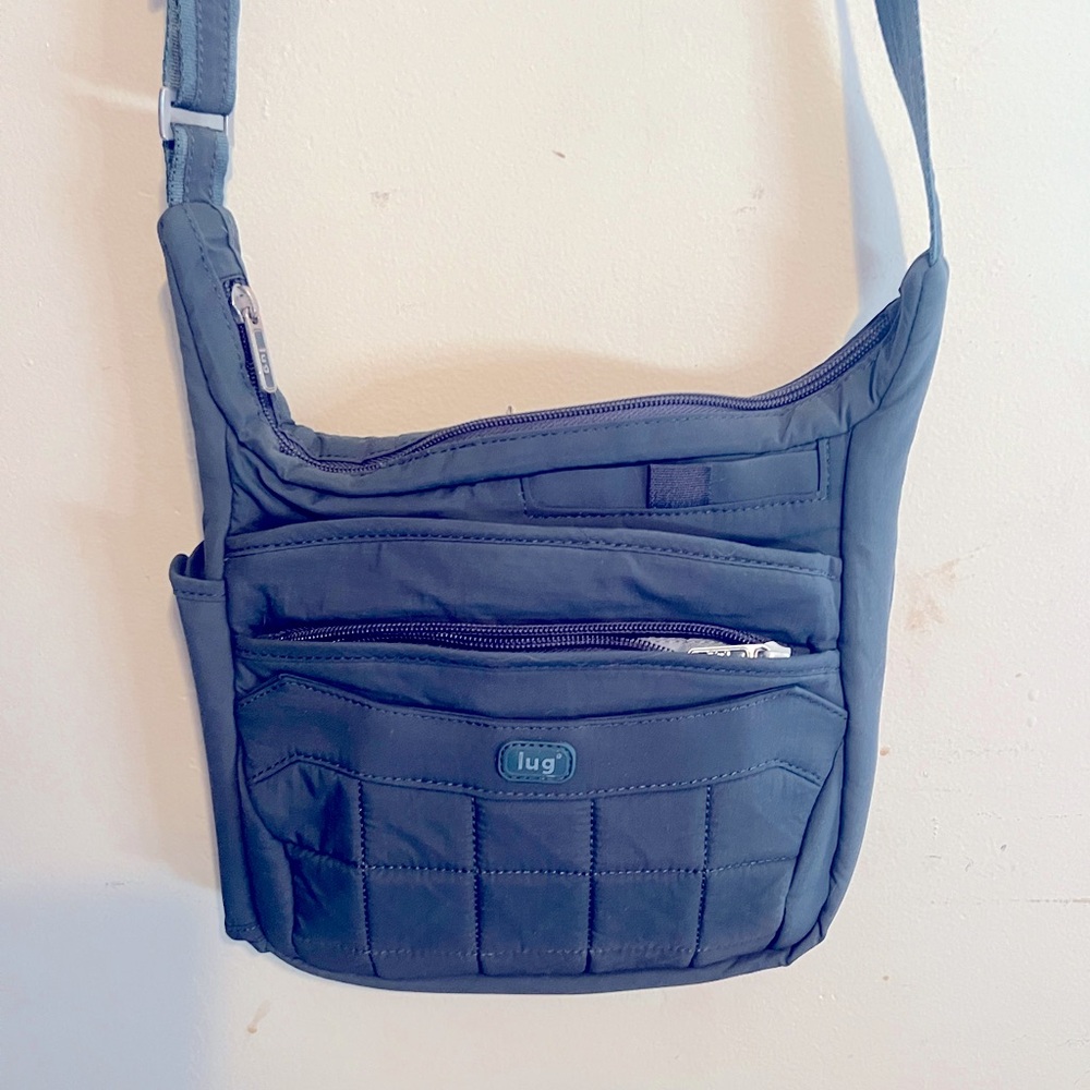 Grey Lug Flutter Mini Cross Body bag purse vegan